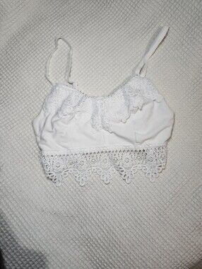 White Lace Bralette Crop Top Mudd Brand Size S Y2k
